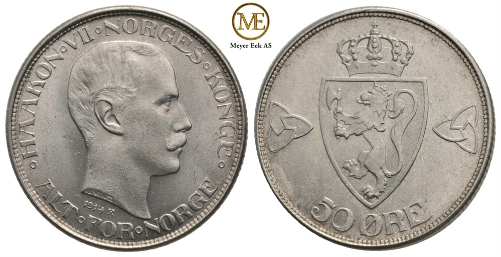 50 øre 1914 Haakon VII. Prakteksemplar