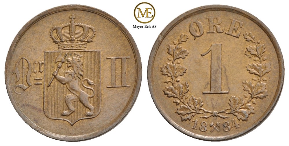 1 øre 1884 Oscar II. Kv.0