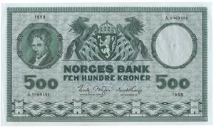 500 kroner 1958 A.1069491. Kv.0