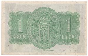 1 krone 1942 A.000179 London Utg. Kv.01
