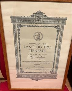 Medaljen for lang og tro tjeneste. Kv.0