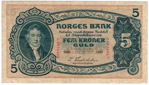 5 kroner 1920 G.2908469. Kv.1/1+