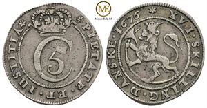 1 mark 1676 Christian V. Kv.1+