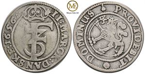 2 mark 1656 Frederik III. Kv.1/1+