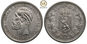50 øre 1887 Oscar II. Kv.0