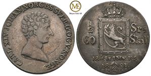 1/2 speciedaler 1821 Carl XIV Johan. Kv.01