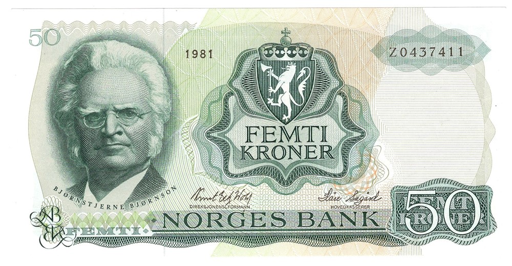 50 kroner 1981 Z.0437411. Erstatningsseddel. Kv.0