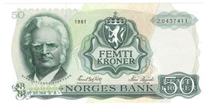 50 kroner 1981 Z.0437411. Erstatningsseddel. Kv.0