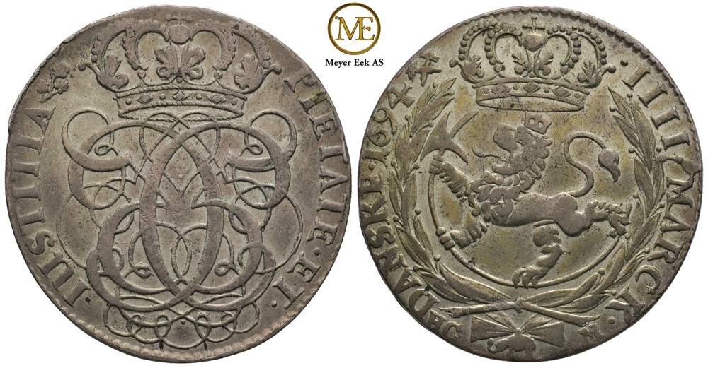 4 mark 1694 Christian V. Kv.01
